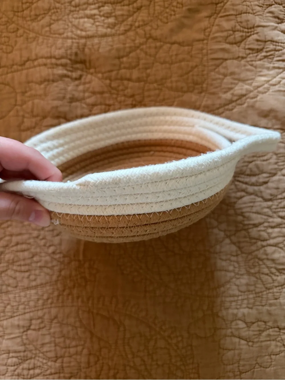 Rope Basket in White and Brown Small